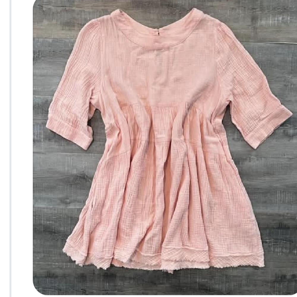 Altar'd State Blush Pink Gauze Babydoll Top